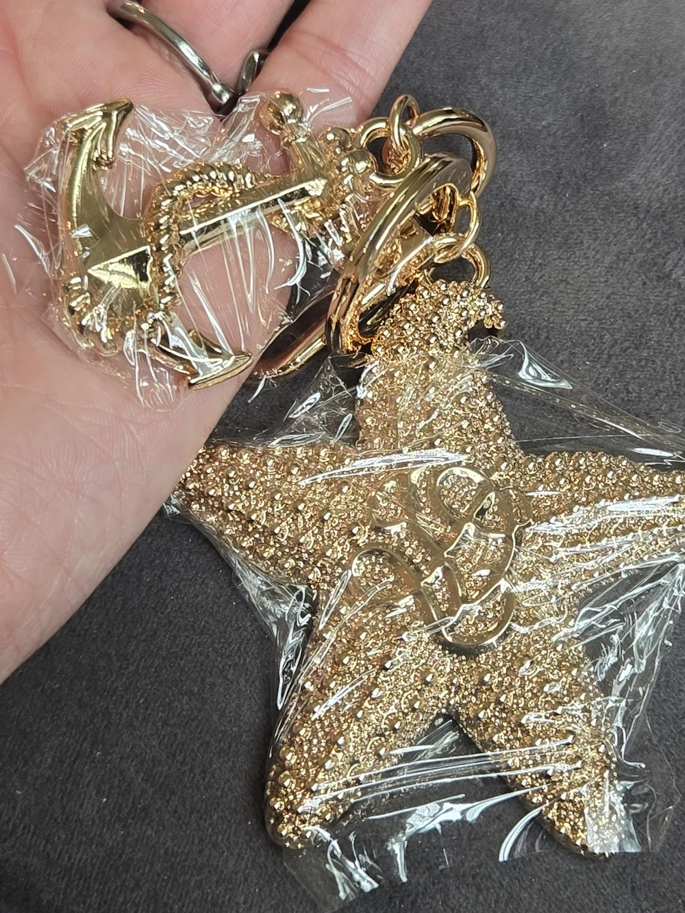 LV Gold Star Glitter Keychain Charm